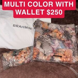 Brahmin Tan and Cream Croc Embossed Clutch